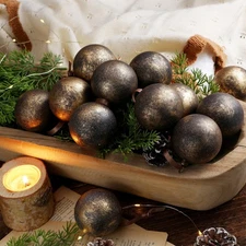 12 Pcs 2.36 Inch Christmas Vintage Rusty Textured Balls Ornaments Neutral Ear...