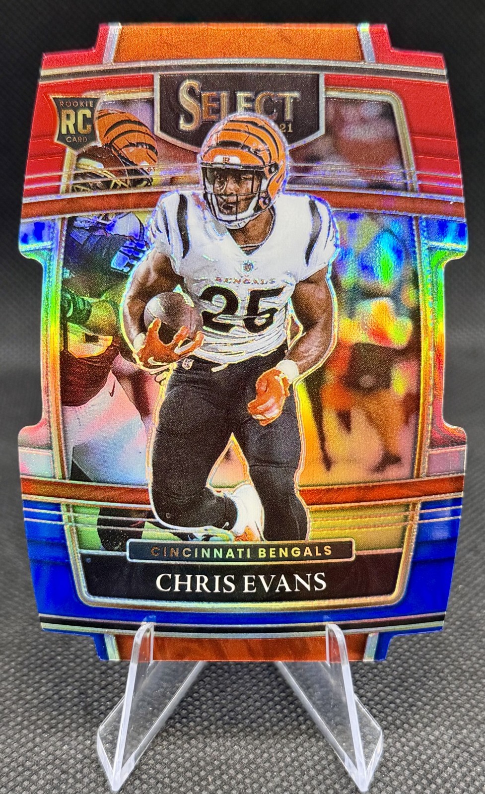 2021 Panini Select Concourse Chris Evans Red & Blue Prizm Die-Cut #96 RC