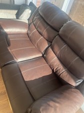 Dark Brown Leather Recliner Sofa 2-Seater Good Condition