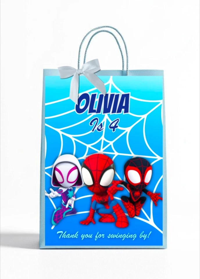 Bolsas de fiesta de cumpleaños Spidey & Friends - Bolsa de regalo favorita personalizada para niños Foto 4 de 4