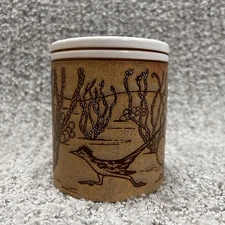 Vintage Roadrunner Coffee Mug Stoneware Cactus Desert Retro Rustic Earth Tones