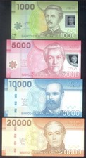 Chile Set 1000 - 20000 Pesos 2010 - 2012  P161-165  XF-aUNC