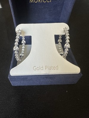 Moricci Cubic Zirconia Inside/ Outside Hoop Silver/ 35mm/ Gold Plated/ Boxed
