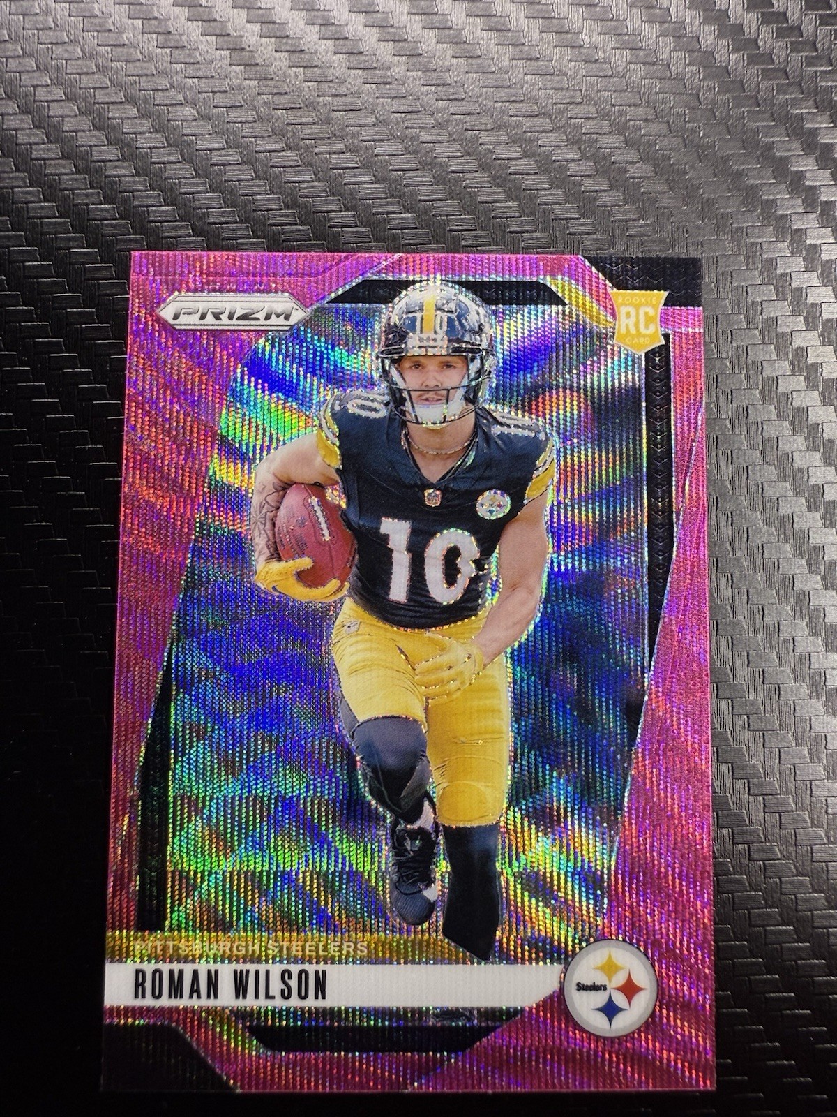 2024 Panini Prizm Roman Wilson Pink Wave #384 Rookie RC Steelers