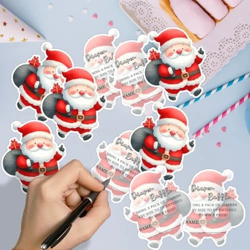 圣诞老人婴儿尿布抽奖盒-圣诞节婴儿淋浴游戏和装饰红色 — 第 3/4 张图片