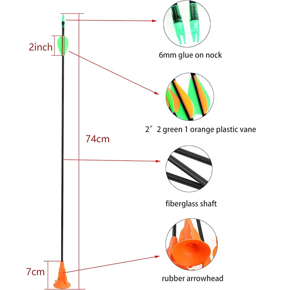 29 Inch Archery Sucker Arrows Safty Suction Cup Children OD 6mm Game Target - Image 2 of 4
