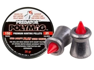 JSB PREDATOR POLYMAG 150 Count POINTED 6.35mm .25 Caliber Premium Airgun Pellets