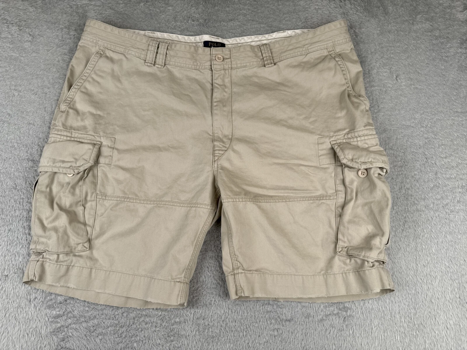 Polo Ralph Lauren Shorts Men 50 Beige Cargo Zip Fly 100% Cotton Twill Hiking