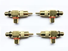 US SHIP 4Pcs RCA Phono Splitter Plug 1 Male to 2 Female Audio Adapter Connector