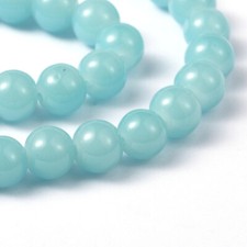 105 Mint Blue Glass Beads Bulk Jelly 8mm Round 32" Strand Jewelry Supplies