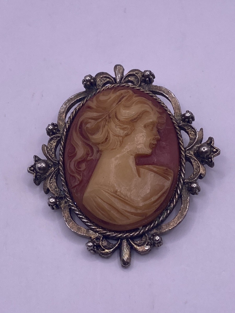 Vintage Carved Bakelite Celluloid Cameo Victorian French  display picture 1