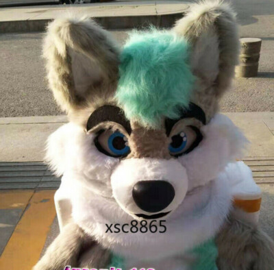 2018 Haute Qualité Personnalisé Vert Husky Fursuit Chien Renard Mascotte Costume Animal Costume