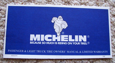 Vintage Michelin Tire Advertising Owners Manual Limited Warranty Brochure 1996