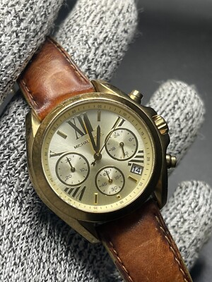 Michael Kors mk-5702 unisex Golden Tone and Brown leather strap Chronograph