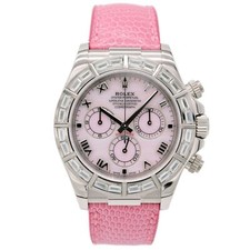 Rolex Cosmograph Daytona 116589BR 18K White Gold Baguette Diamond Bezel Watch