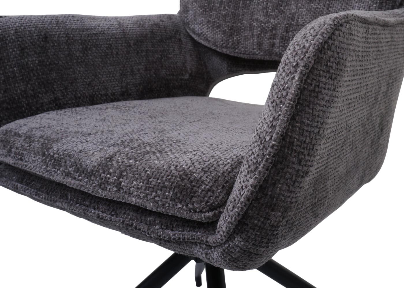 2er-Set Esszimmerstuhl HWC-N74, Stuhl drehbar Auto-Return Stoff Chenille 490g/m² Ansicht 6