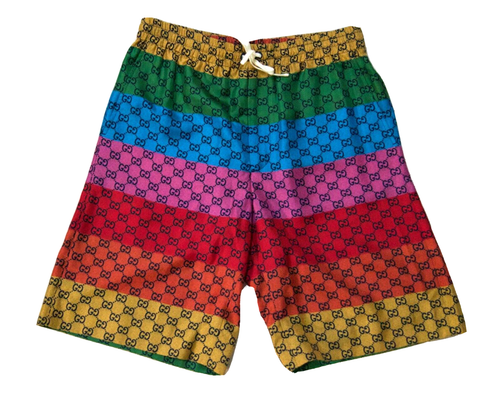 Pantaloncini GUCCI GG in twill multicolore di seta  - Foto 7 di 8