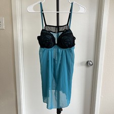 NWT AMBRIELLE Babydoll Chemise Nightie Size L Ice Blue 2-Piece Set