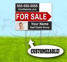 FOR SALE CUSTOM REALTOR 18x24 Yard Sign WITH STAKE Corrugated Bandit REAL ESTATE