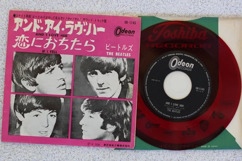 The Beatles  -And I Love Her/If I Fell - RED VINYL Japanese Picture Sleeve PS 7"