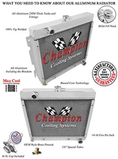 For 1970 1971 1972 Dart, Demon, Swinger, Duster, Valiant 3 Row Eagle Radiator 