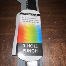 Merangue 3 Ring Hole Punch for Binder, Paper Hole Punch with Built-in 10" Ruler