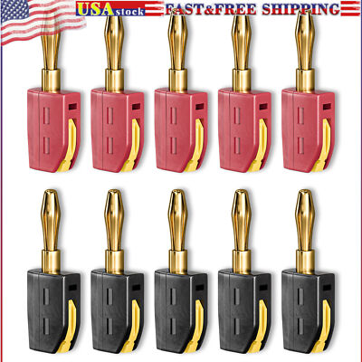 #ad 4mm Banana Plug High Current Quick Connect Gold Plated 10PCS Banana Connector $13.99