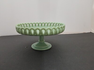 MARTHA STEWART JADEITE LOOP CAKE STAND GREEN MILK GLASS BRAND NEW IN BOX