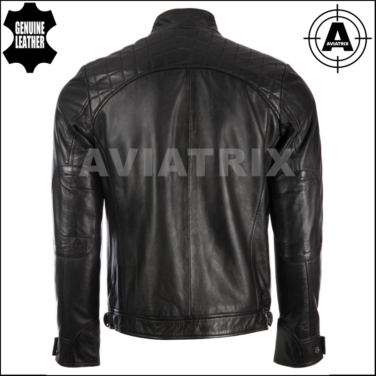 Chaqueta De Motorista Aviatrix De Cuero Genuino Para Hombre | Con Hombreras De Diamante Y Cierres Ajustables