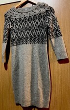 Uniqlo Fair Isle Sweater Knit Dress 100% Wool Size Medium JP. US Size S