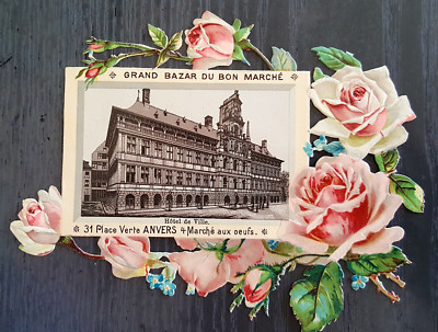 Antike Oblate Chromos découpis Antwerpen ANVERS Belgien Hôtel de Ville um 1900