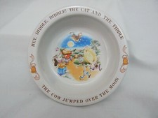 VTG 1984 AVON CERAMIC CHILD'S BOWL HEY DIDDLE DIDDLE NURSERY RHYME