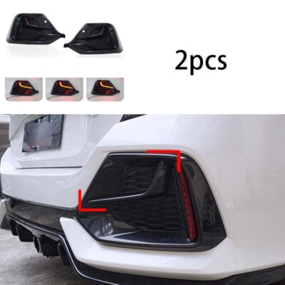 Led For Honda Civic Hatchback Type R 2017-2021 2pc Rear Fog Light Lamp Streamer