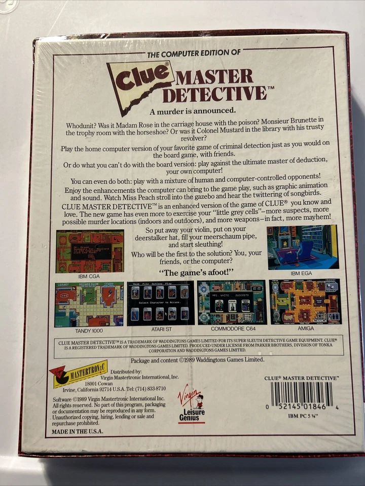 NISB Clue Master Detective IBM PC/ Tandy Computer Edition NEW - Image 3 of 3
