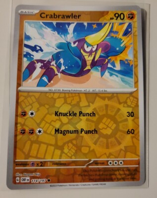 Crabrawler 114/197 Reverse Holo Common Obsidian Flames Pokemon TCG