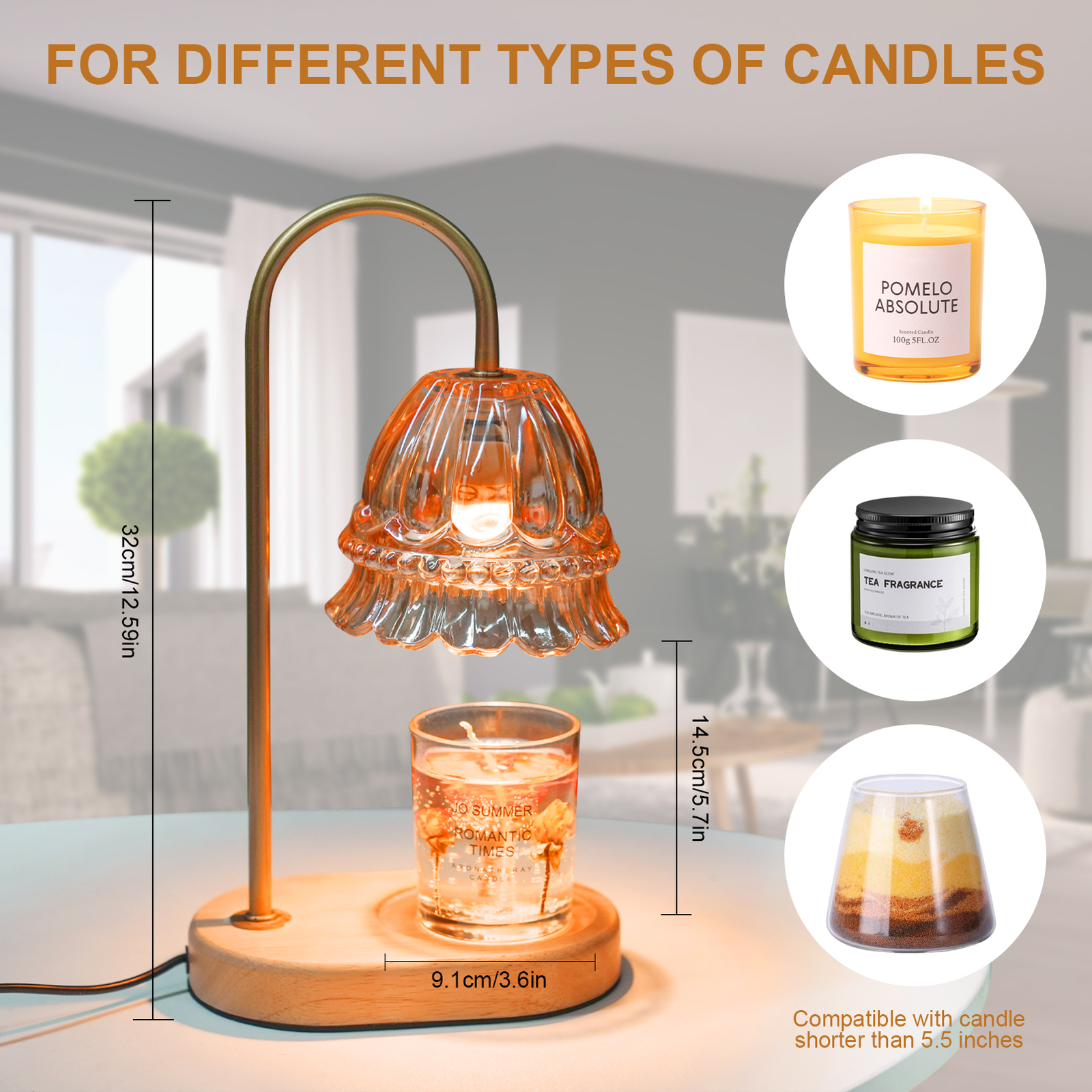 Aromatherapy Melting Wax Lamp Night Light Table Candle Warmer Lamp w