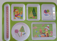 Disney Winnie The Pooh Christmas Melamine Divided Kids Tray 14" x 10" JcPenney