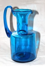 Blenko 7315 Wayne Husted Design Pitcher in Turquoise 1970-80s Large Pitcher MCM