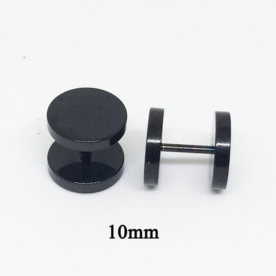 TT 7mm Black S.Steel Fake Ear Plug Round Stud Earrings Body Piercing BE39 - Foto 8
