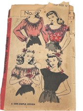 VTG 40s Sewing Patterns Peasant Dress Top Peplum Skirt Suit 12 14 Choice Of 4