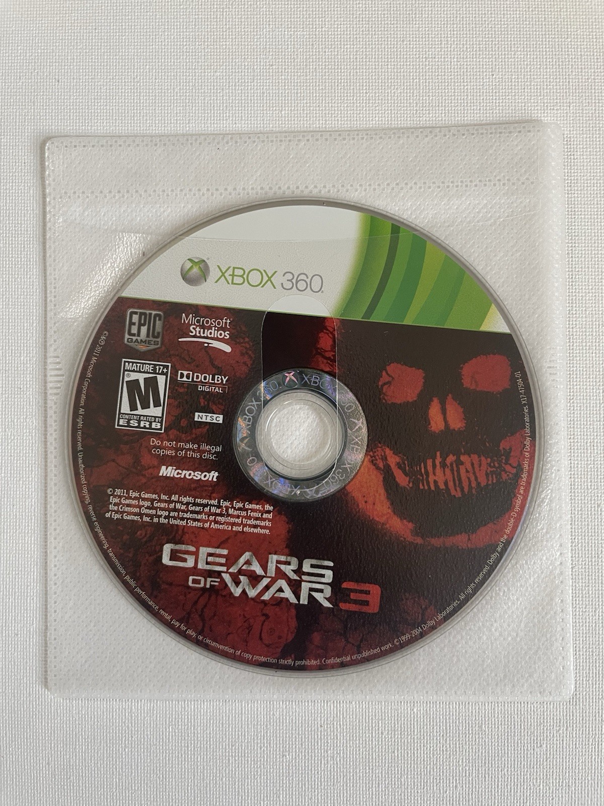 Gears of War 3 (Xbox 360, 2011) Disk Only