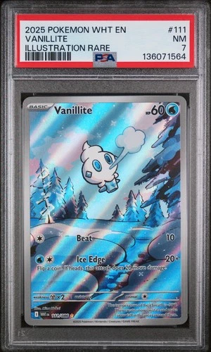 Vanillite Illustration Rare Pokemon Wht En-White Flare 111/086 PSA 7