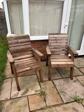 2 Larahe Wooden Outside Chairs Garden Furniture Outdoor Patio Seating Brown