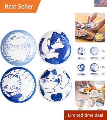 4-Inch Cute Cat Dipping Bowls   Charming Ceramic Plates for Sushi and Snacks