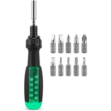 10-in-1 Precision Ratchet Screwdriver Set Multi-bit Slotted Pozi Torx
