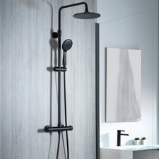 Image of Aqualisa Deco Thermostatic Mixer Shower Round Bar Valve Black DECO.RND.SC.MB
