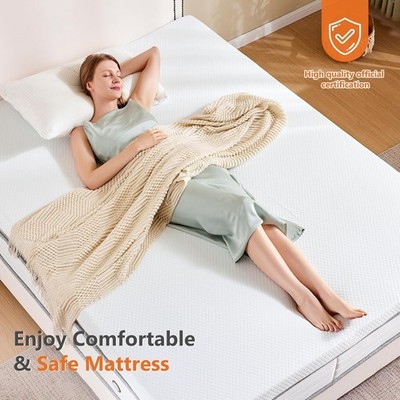 Memory Foam Mattress Topper with Removable Soft Cover Elastic Straps Toppers Pad