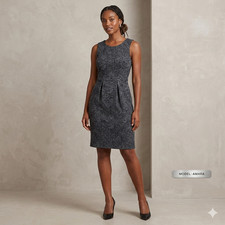 Anthropologie Bordeaux Dress Womens Medium Gray Jacquard Sleeveless Sheath Knit