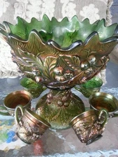 Northwood Acorn Burrs  Carnival Glass Punch Bowl