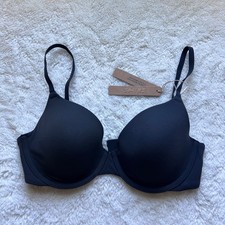 SKIMS Fits Everybody T-Shirt Bra Onyx Black Underwire Padded BR-UWR-2294 34C NEW